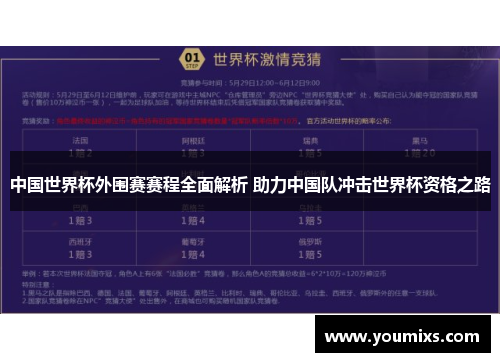 中国世界杯外围赛赛程全面解析 助力中国队冲击世界杯资格之路